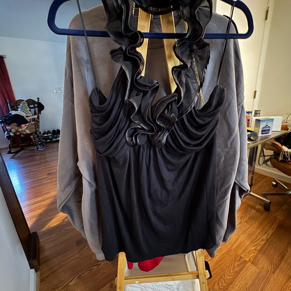 Express Black Ruffled Halter Top